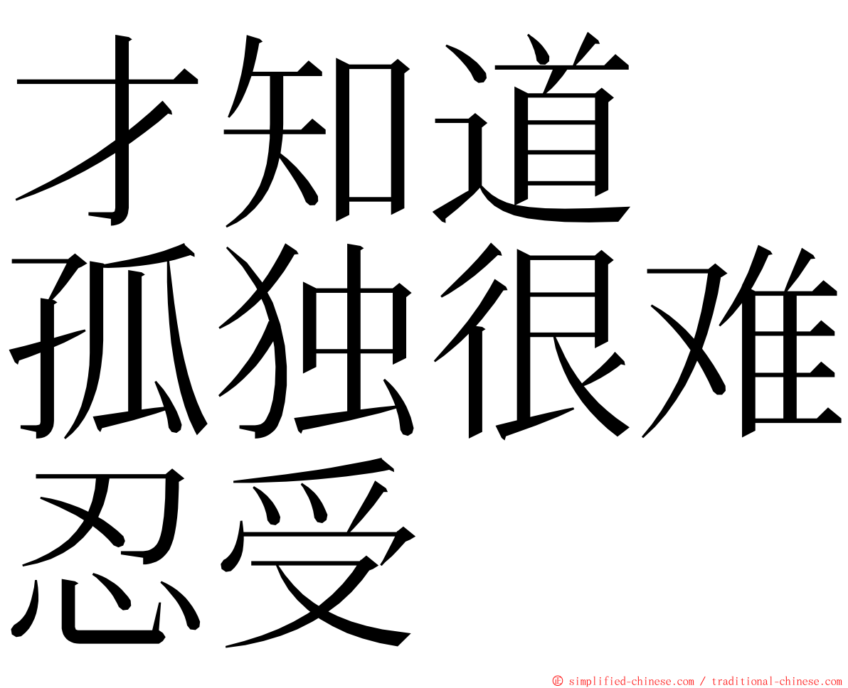才知道　孤独很难忍受 ming font